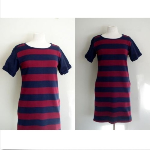 Uniqlo Rugby Stripe T-Shirt Dress Sz M - Picture 1 of 8